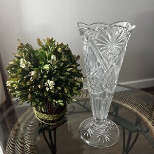 EAPG Antique LONE STAR Glass TRUMPET 12" VASE McKee & Bros 1898 Squat Pineapple